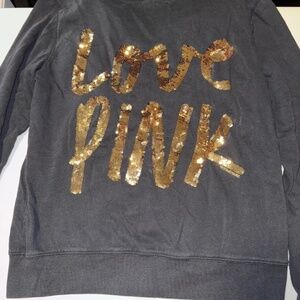 PINK Victoria's Secret Hoodie Womens LOVE Sequin Zip Y2K GUC LARGE
